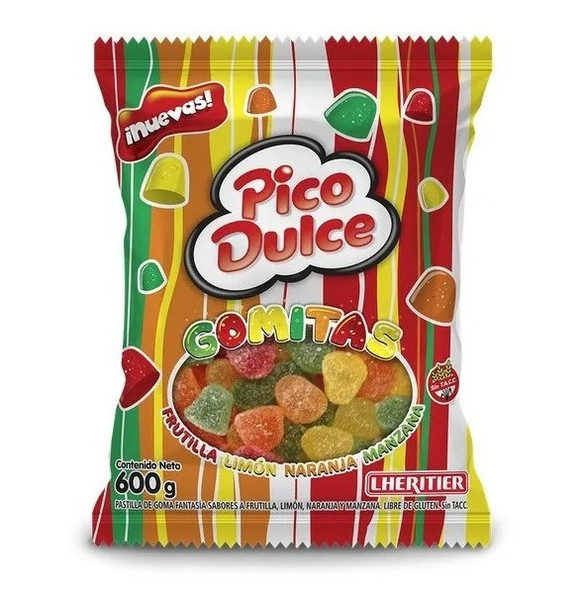 Pico Dulce Gomitas Fruit Flavored Candy Gummies - Gluten Free, 600 g / 21.16 oz