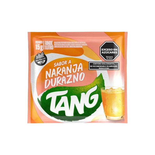 Jugo Tang Naranja & Durazno Powdered Juice Peach & Orange, 15 g /  0.52 oz (box of 20)