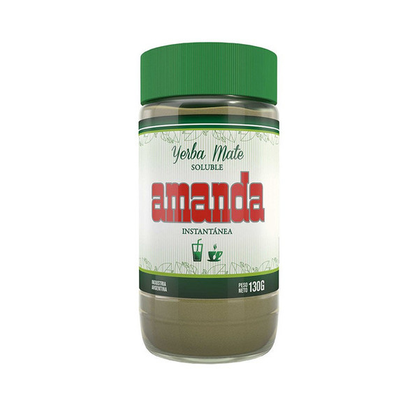 Amanda Yerba Mate Soluble Instant Yerba Mate Powder for Hot or Cold Drink with Yerba Mate Flavor, 130 g / 4.6 oz jar