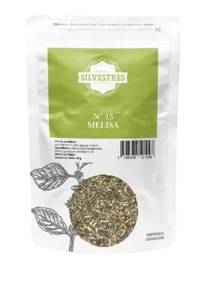 Hierbas Silvestres N° 43 Melisa Leaves for Infusion or for Mate Melisa en Hebras, 40 g / 1.35 oz