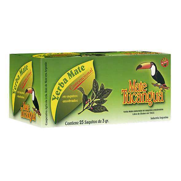 Mate Tucanguá Traditional Yerba Mate Tea Bags, 3 g / 0.11 oz (box of 25)