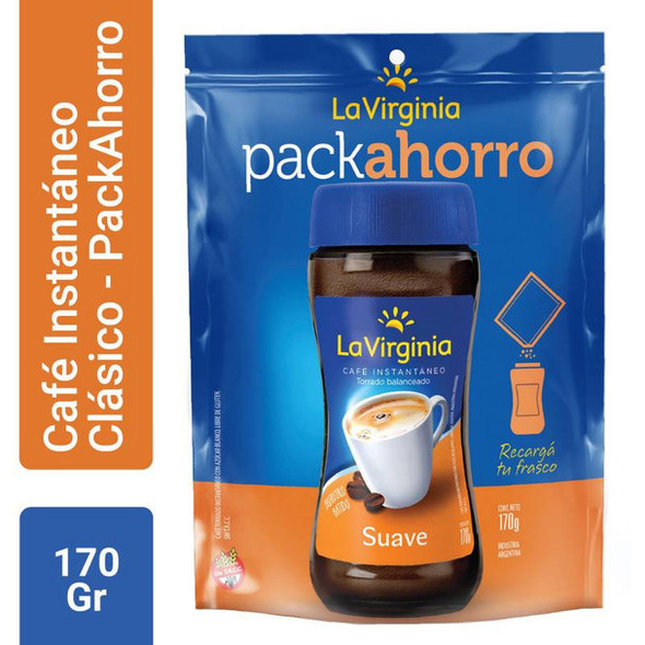 La Virginia Café Instantáneo Suave Soft Instant Coffee Refill Pouch - Gluten Free, 170 g / 5.99 oz