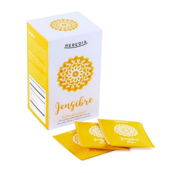 Heredia Té Jengibre Herbal Infusion - Natural Herbs & No Preservatives (25 bags)
