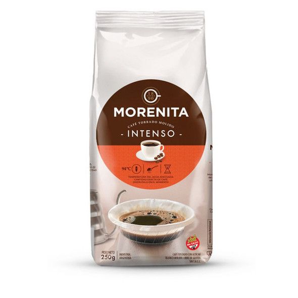 La Morenita Intense Coffee - Ground Roasted Coffee with Sugar, 250 g / 8.8 oz