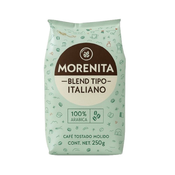 Morenita Ground Coffee Italian Style Blend – Café Tostado Molido, 250 ml / 8.5 fl oz