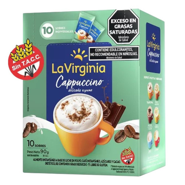 La Virginia Light Cappuccino Instant Coffee Sachets, Gluten-Free, 90 g / 3.17 oz (box of 10)