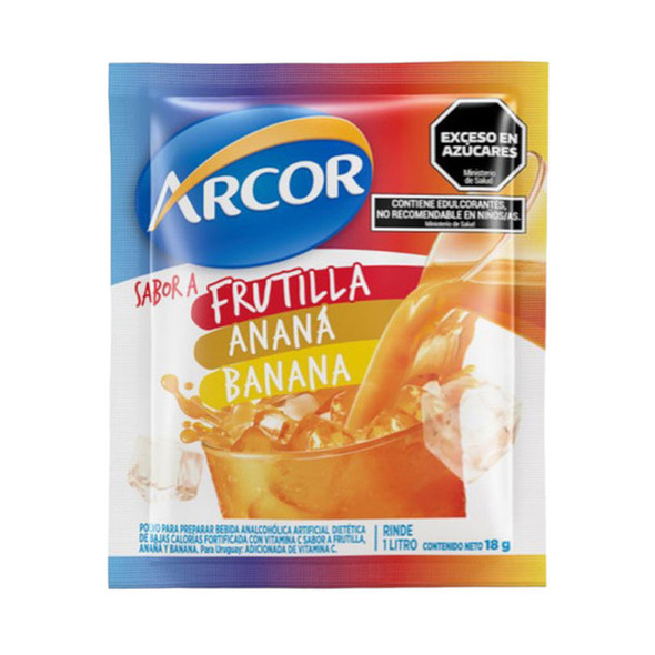 Arcor Powdered Juice Mix Strawberry, Pineapple & Banana, 18 g / 0.63 oz (box of 18)