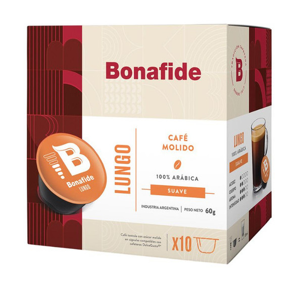 Bonafide Ground Coffee Capsules Lungo 100% Arabica, 60 g / 2.12 oz (box of 10)
