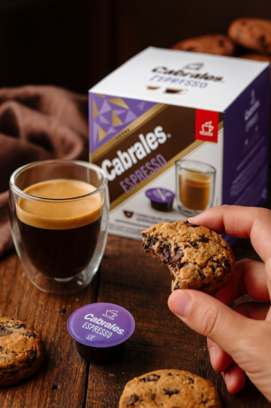 Cabrales Espresso Coffee Capsules Gluten-Free Café Tostado Molido, 6 g / 0.21 oz (box of 10)