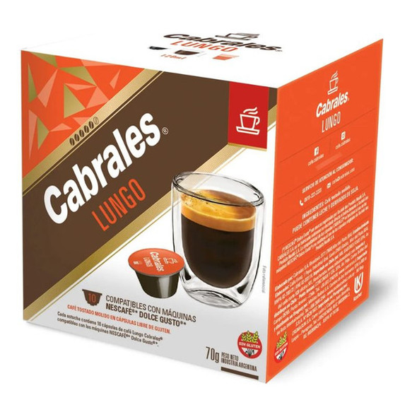 Cabrales Lungo Coffee Capsules Gluten-Free, 7 g / 0.25 oz (box of 10)