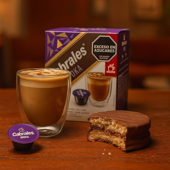 Cabrales Moka Instant Coffee & Skim Milk Capsules, 10 g / 0.35 oz (box of 8)