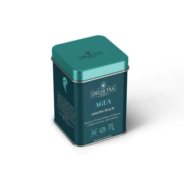 Delhi Tea Agua Oolong Peach Loose Leaf Tea in Canister – Té Azul con Durazno, 40 g / 1.4 oz