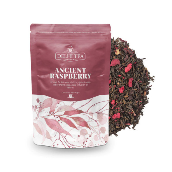 Delhi Tea Ancient Raspberry Red Tea Doypack Hebras Té Rojo Frambuesa Antigua, 40 g / 1.4 oz