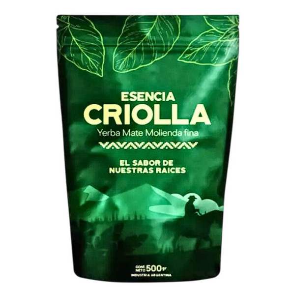 Esencia Criolla Traditional Yerba Mate with Stems, Gluten-Free doypack, 500 g / 1.1 lb