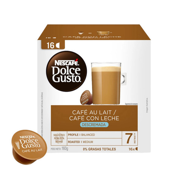 Nescafé Dolce Gusto Espresso Café con Leche Descremada en Cápsulas Coffee Capsules With Skim Milk, 10 g / 0.35 oz each (box of 16)
