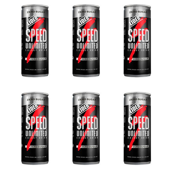 Speed Energy Drink Zero Sugar - No Alcohol, 250 ml / 8.45 fl oz can (pack of 6)