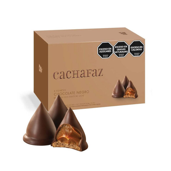 Cachafaz Dulce de Leche Chocolate Conitos Cone Cookies Filled with Creamy Dulce de Leche and Milk Chocolate Covered, 228 g / 8 oz (box of 6)
