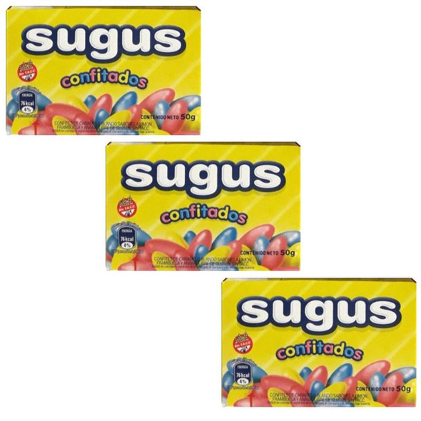 Sugus Confitados Hard Candy with Soft Interior, 50 g / 1.8 oz box (pack of 3)