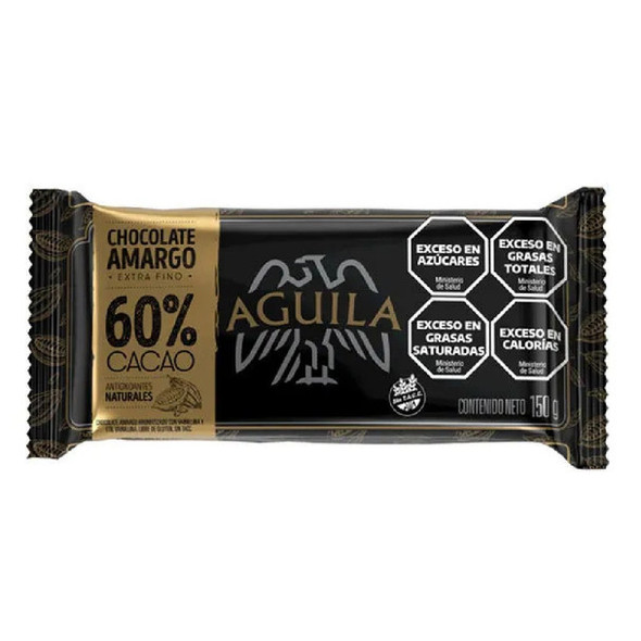 Águila Dark Chocolate 60% Cacao Bar Perfect with Hot Milk Submarino/Remo, 150 g / 5.3 oz bar