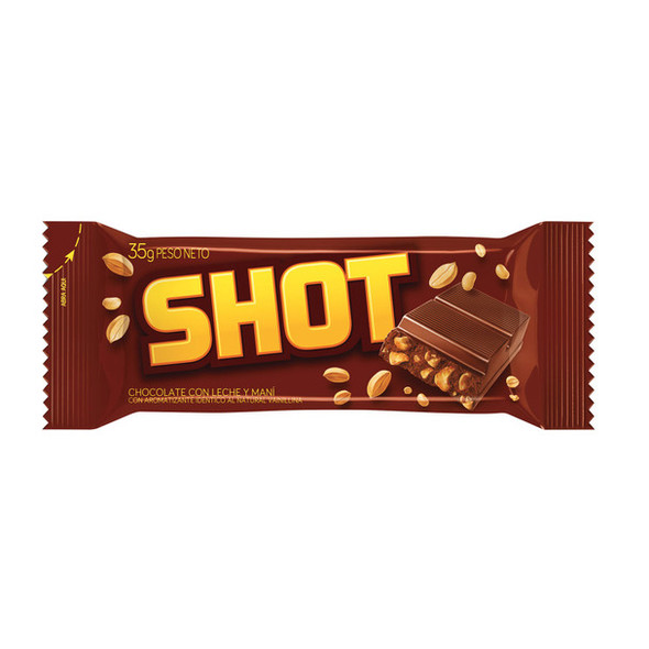 Shot Milk Chocolate Bar with Peanuts, 35 g / 1.23 oz (box of 25 bars)