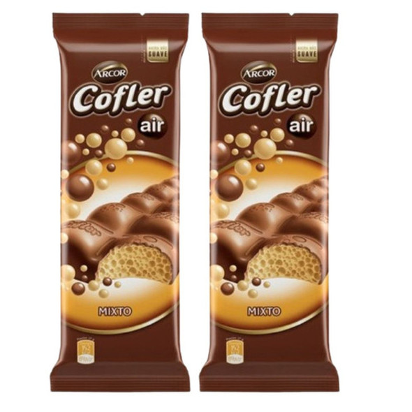 Cofler Air Mixto Chocolate Aireado Milk Chocolate Bar Filled with Airy White Chocolate, 55 g / 1.94 oz ea (pack of 2 bars)