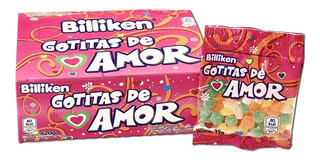 Billiken Gotitas De Amor Hard Candy Assorted Flavors Strawberry, Lemon, Orange, Cherry & Pineapple, 35 g / 1.23 oz (box of 12)