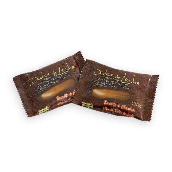 FelFort Bocadito de Chocolate Relleno Milk Chocolate Bites Filled with Dulce de Leche, 21 g / 0.7 oz (box of 20 bites)