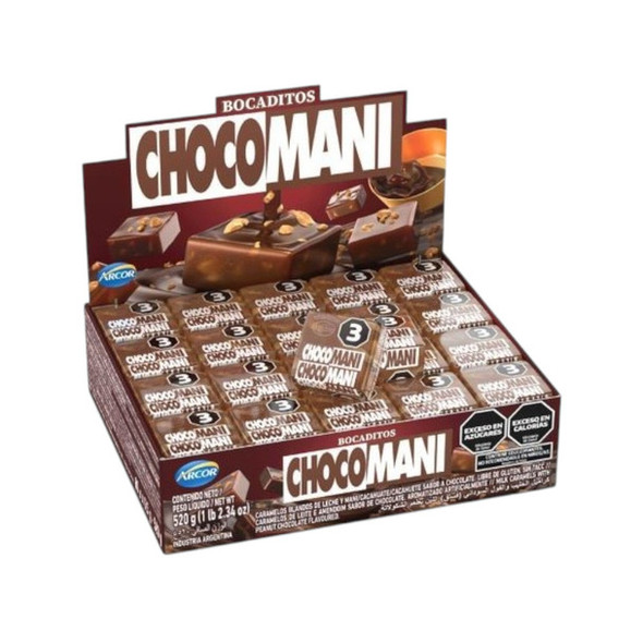 Bocaditos ChocoManí Caramelos Blandos de Leche y Maní Milk Chocolate & Peanuts Soft Candies - Gluten Free, 520 g / 18.34 oz (80 units)