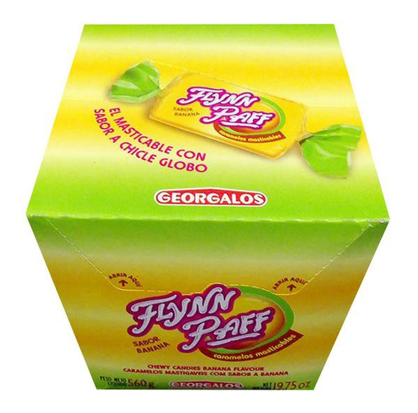 Caramelos Flynn Paff Banana Flavored Soft Candy, 560 g / 19.75 oz Box