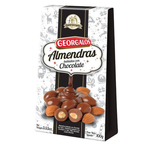 Georgalos Almendras Bañadas Con Chocolate Almonds with Milk Chocolate Coating, 100 g / 3.53 oz