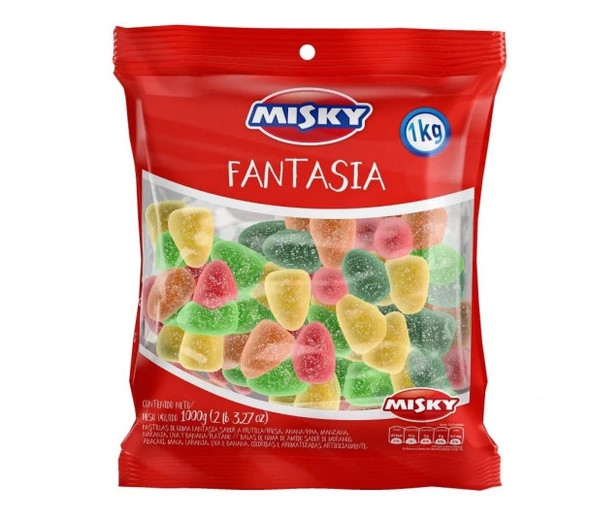 Misky Gomitas Conitos Cones Candies Gummies Assorted Flavors Pineapple, Apple, Strawberry, Grape, Orange & Banana, 1 kg / 2 lb