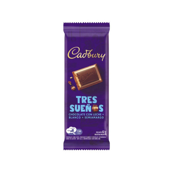 Cadbury Chocolate Bar Tres Sueños Milk Chocolate, Semibitter Chocolate & White Chocolate, 82 g / 2.9 oz (pack of 2)