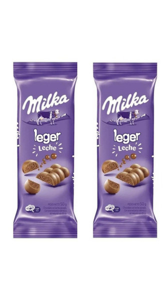 Milka Leger Chocolate Aireado Milk Chocolate Bar, 50 g / 1.76 oz (pack of 2)