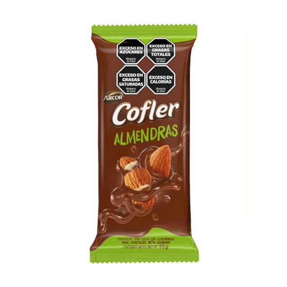 Cofler Chocolate con Leche & Almendras Milk Chocolate Bar with Almonds, 55 g / 1.94 oz ea (pack of 2 bars)