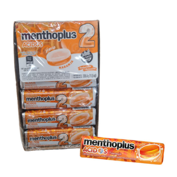 Menthoplus 2 Ácidos Frío Naranja, Cold Acids Orange Lyptus Hard Candy , 27.2 g / 0.95 oz ea (box of 12)