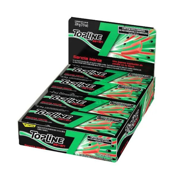 Topline Seven Reduced Calories Chewing Gum Watermelon Flavor (box of 16)