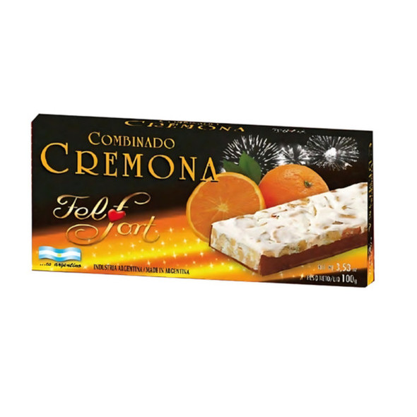 FelFort Cremona Combinado Peanut Nougat with Orange Peel & Semisweet Chocolate, 100 g / 3.5 oz (pack of 3)