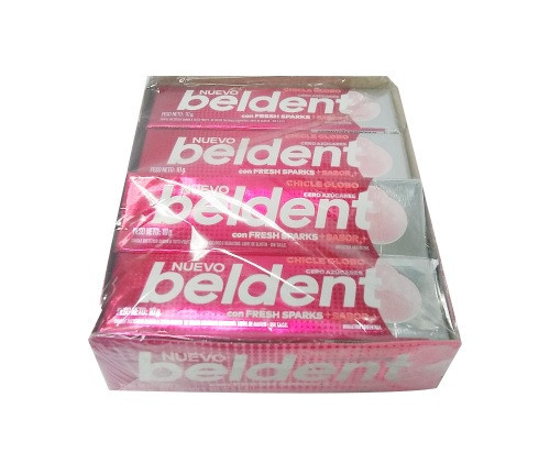 Beldent Chicle Globo Tutti-Frutti Bubblegum with Fresh Sparks - No Sugar Added, 10 g / 0.35 oz (box of 20)