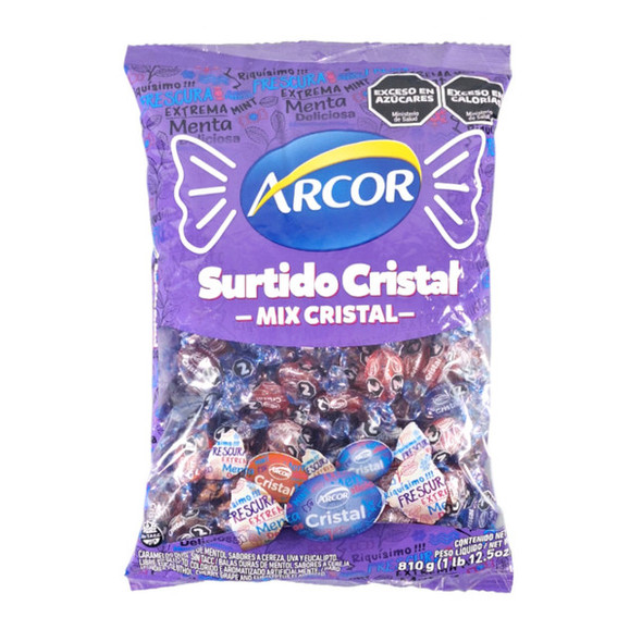 Caramelos Arcor Surtido Mix Cristal Menthol, Cherry & Eucalyptus Flavored Hard Candy, 810 g / 28.5 oz bag