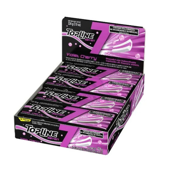 Topline Seven Reduced Calories Chewing Gum Violet Cherry Flavor (box of 16)
