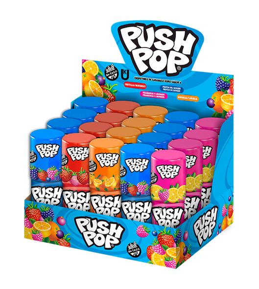 Push Pop Chupetines Hard Lollipops Assorted Flavors 300 g / 10.58 oz (box of 20 units)