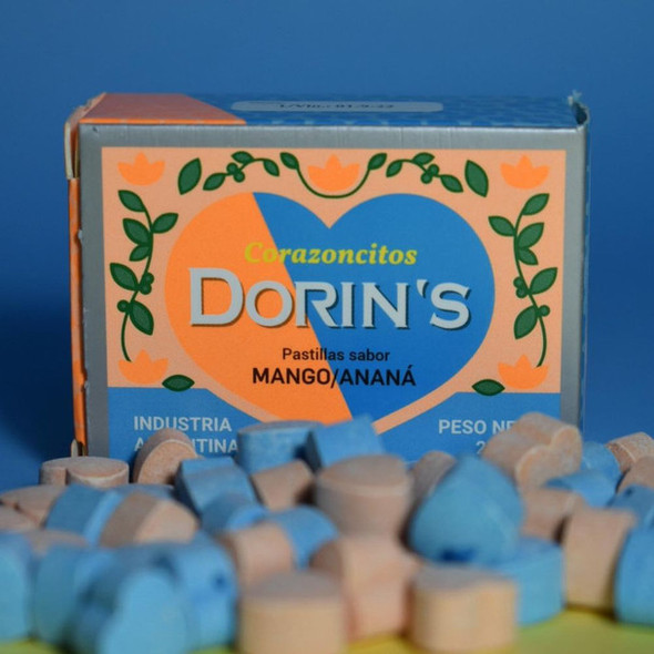 Pastillas Dorin's Mango & Pineapple Hard Candy Heart Shaped Mixed Flavors, 25 g / 0.9 oz (pack of 3)