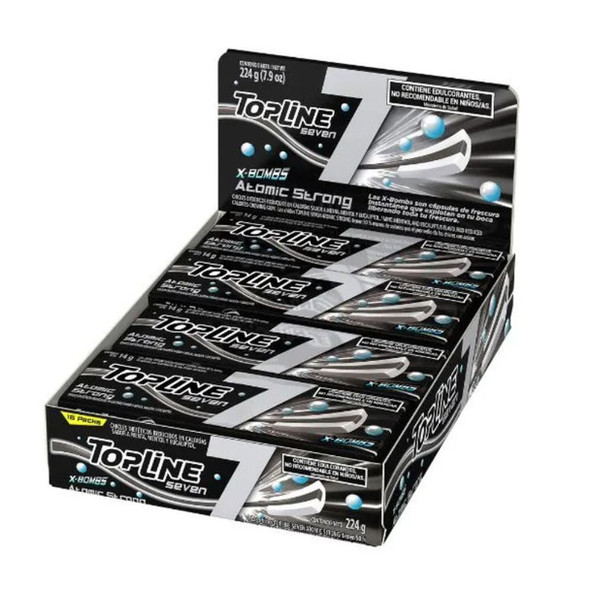 Topline Chicle Strong Menthol & Eucalyptus Light Bubblegum Fresh - No Sugar, 6.7 g / 0.23 oz (box of 20)