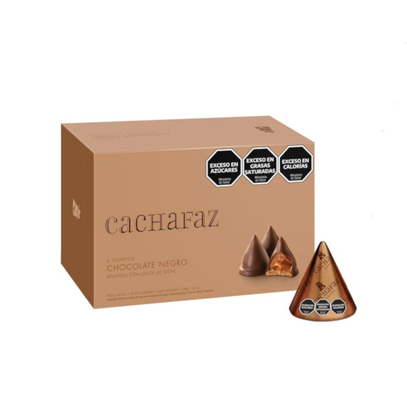 Cachafaz Dulce de Leche Conitos Cone Cookies Filled with Creamy Dulce de Leche and Milk Chocolate Covered Wholesale Bulk Box, 228 g / 8 oz (6 units x 12 boxes)