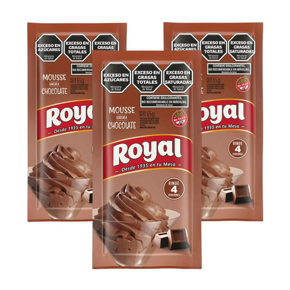 Royal Chocolate Ready to Make Mousse, 4 servings per pouch, 65 g / 2.29 oz (pack of 3)
