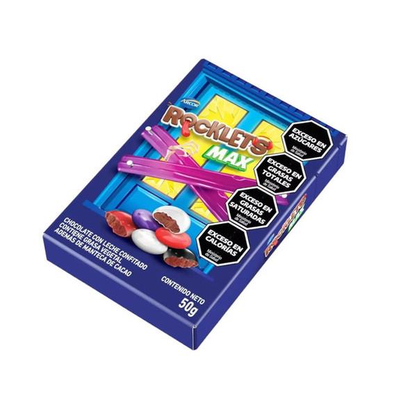 Rocklets Max Milk Chocolate Coated Colorful Candy Confites de Chocolate con Leche, 50 g / 1.76 oz (pack of 3)