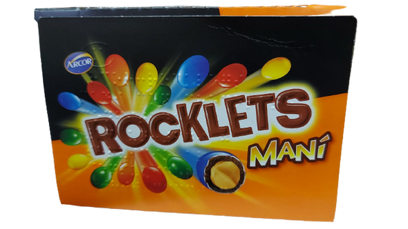 Rocklets Maní Confites Candied Peanut Chocolate Sprinkles, 40 g / 1.41 oz (box of 16)