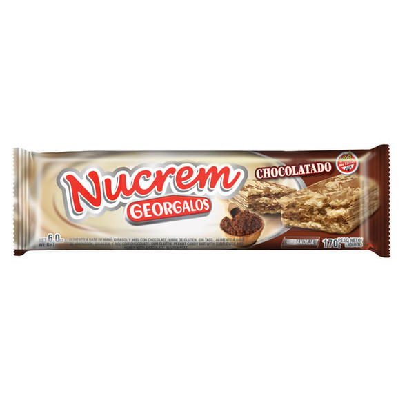 Nucrem Chocolatado Peanut Nougat with Chocolate by Georgalos, 170 g / 6 oz