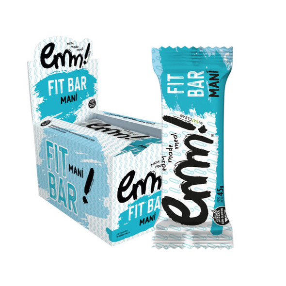 Emm! Fit Bar Maní, High Fiber Gluten-Free Protein Snack, 45 g / 1.59 oz (box of 10)