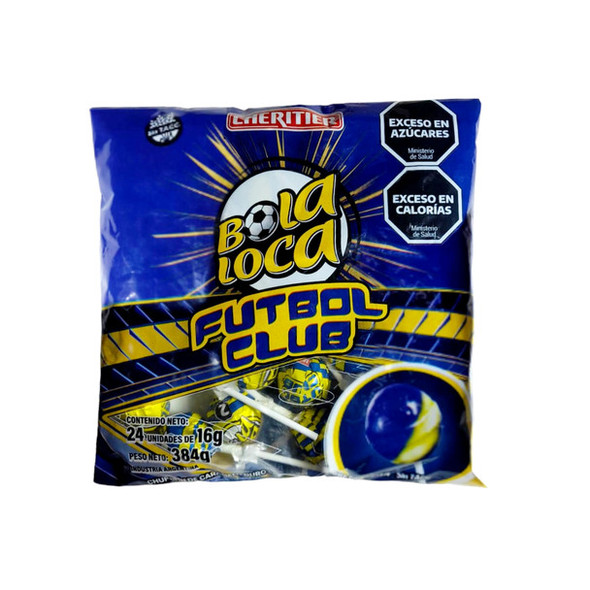 Lheritier Chupetines Boca Juniors Frutal Hard Lollipops CABJ Chupetines Caramelos Duros, 384 g / 13.54 oz (24 units)